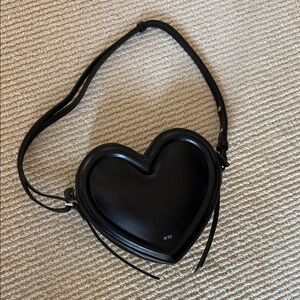 Heart-Shaped Black Leather Bag NWOT